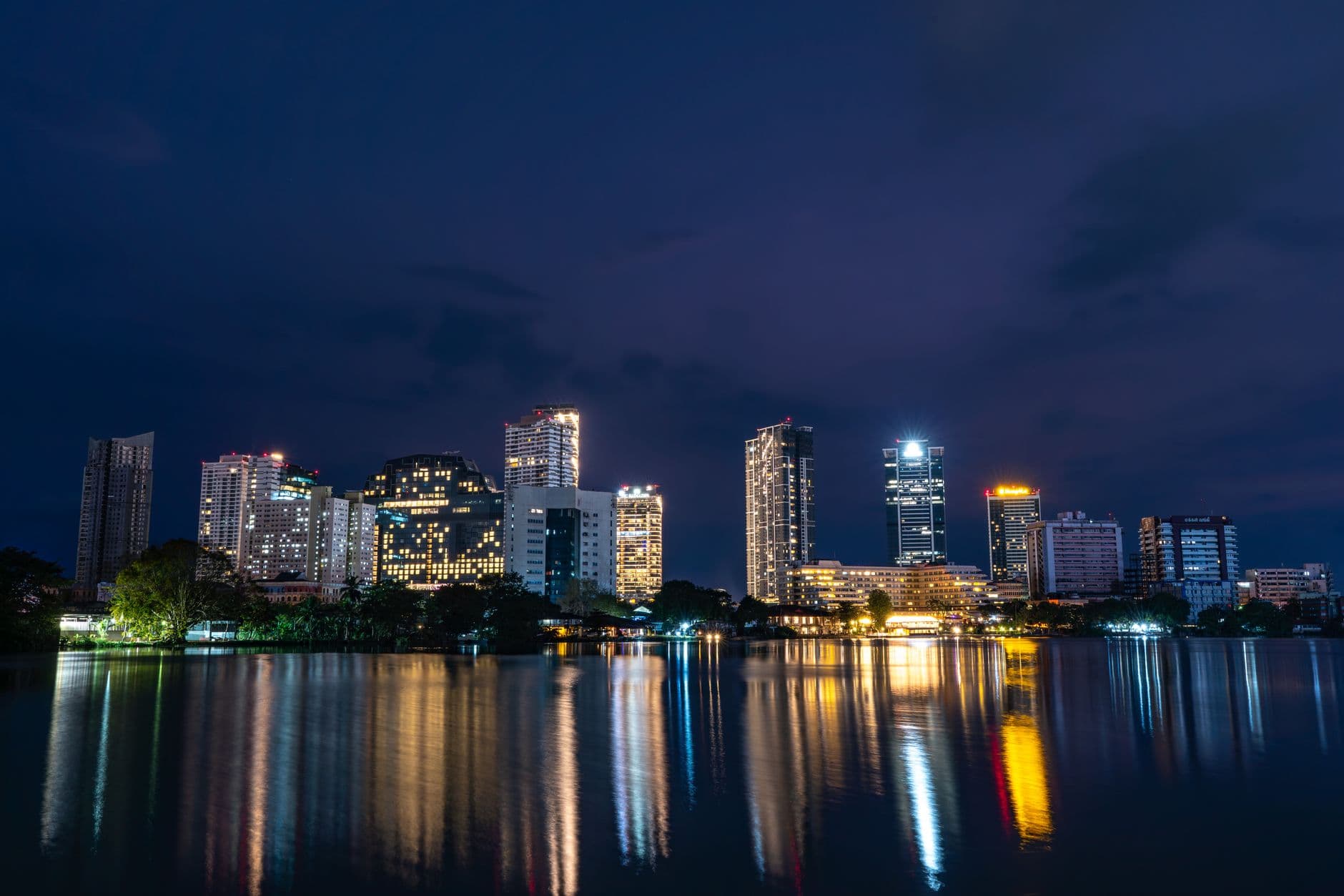 Colombo's modern skyline meeting the Indian Ocean