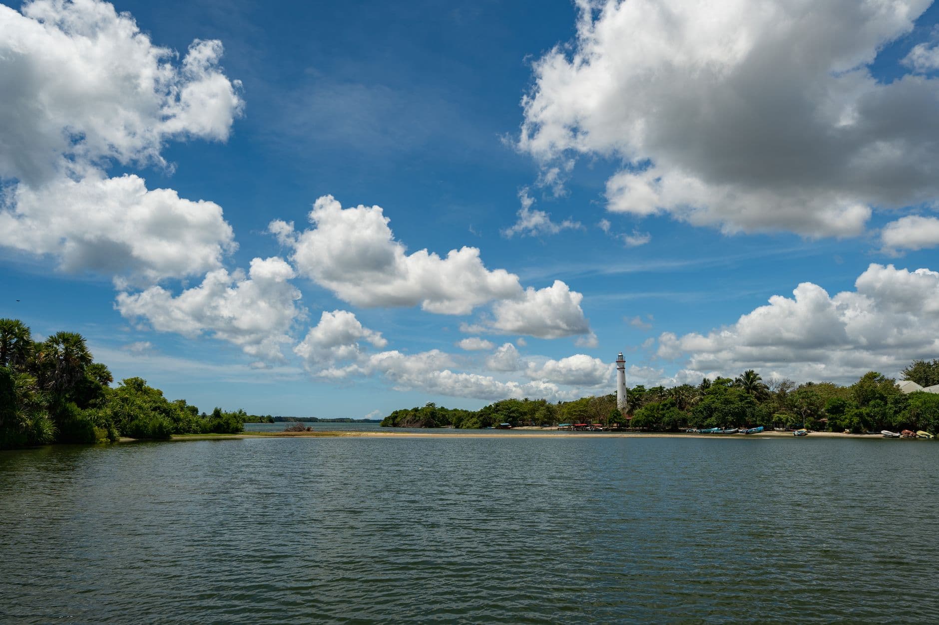 The flat, sheltered water of the Kalpitiya lagoon