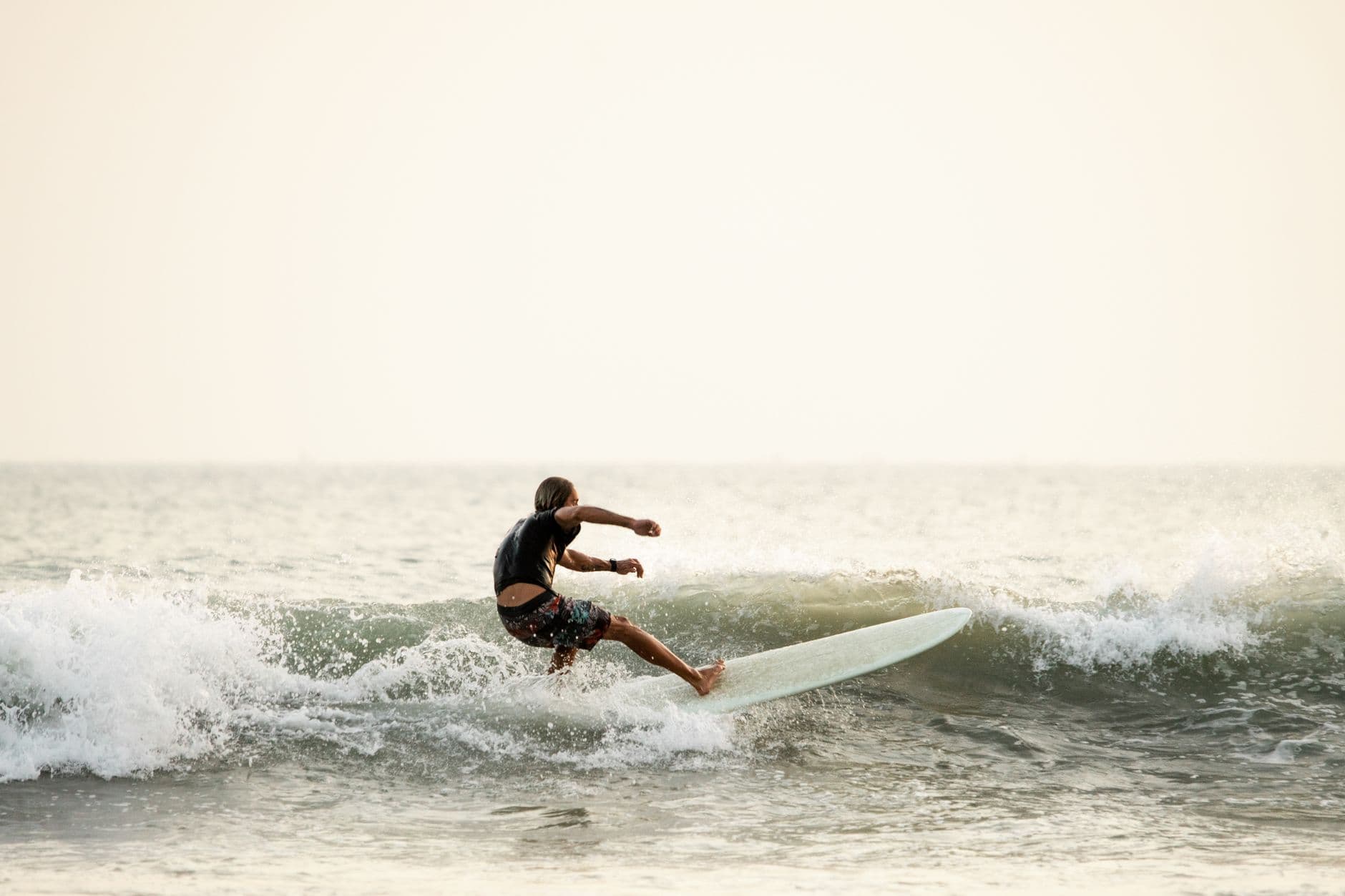 A surfer on a peeling right-hander at Arugam Bay