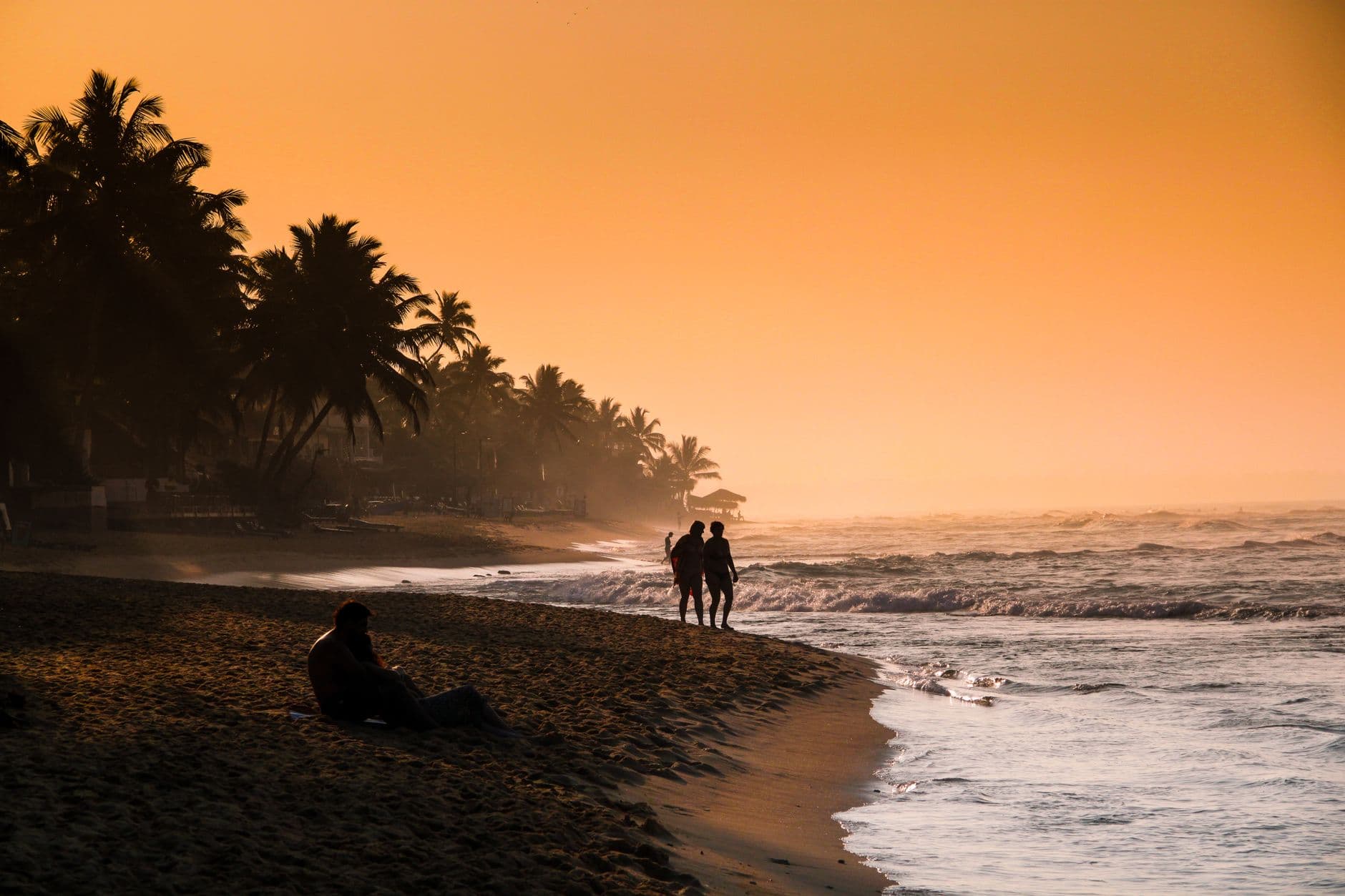 Sunset colours over the beach at Hikkaduwa