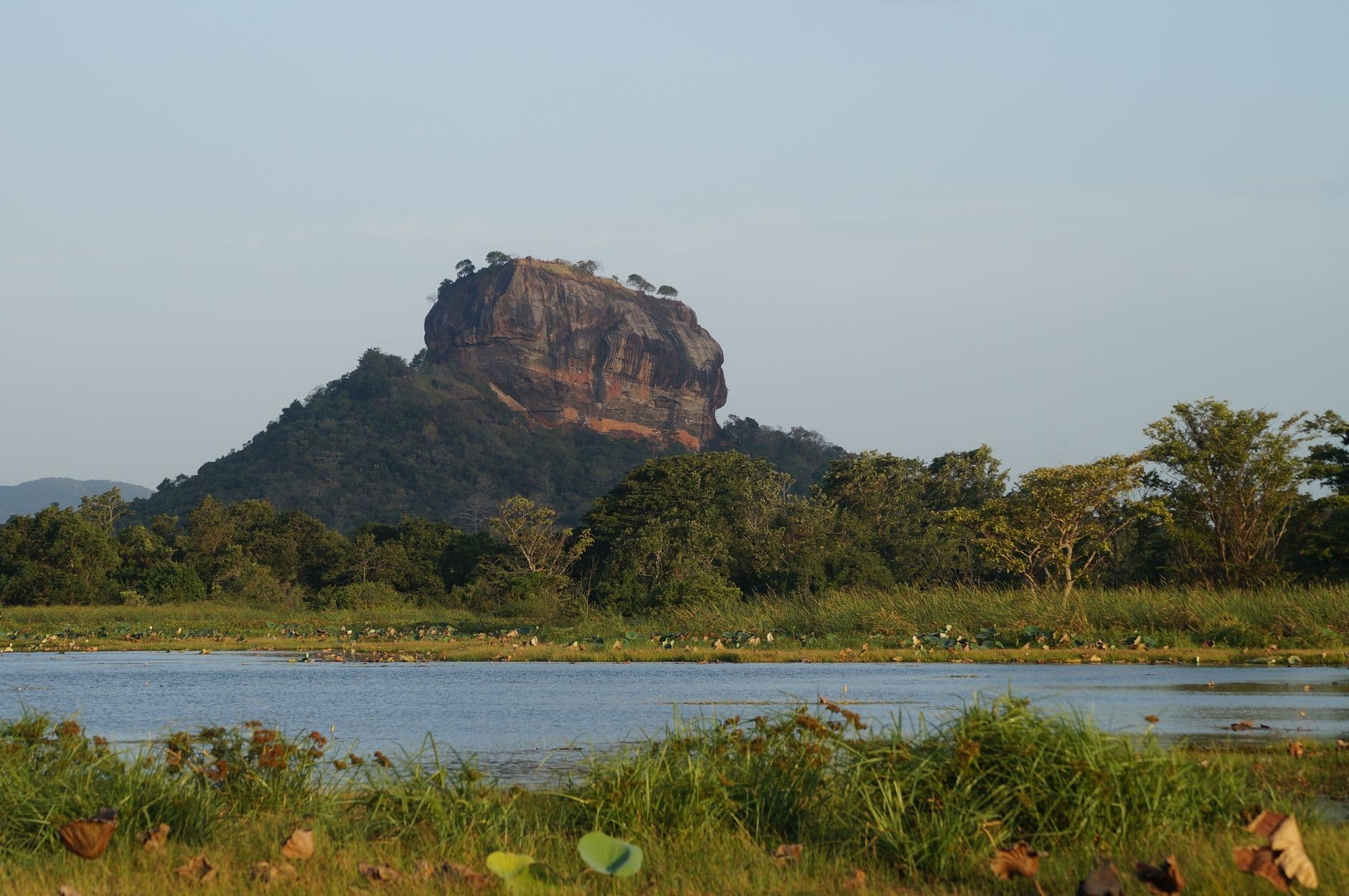 The Sigiriya rock fortress rising from the plains